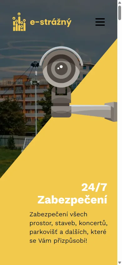 E-strazny mobile camera tower website displayed on a smartphone
