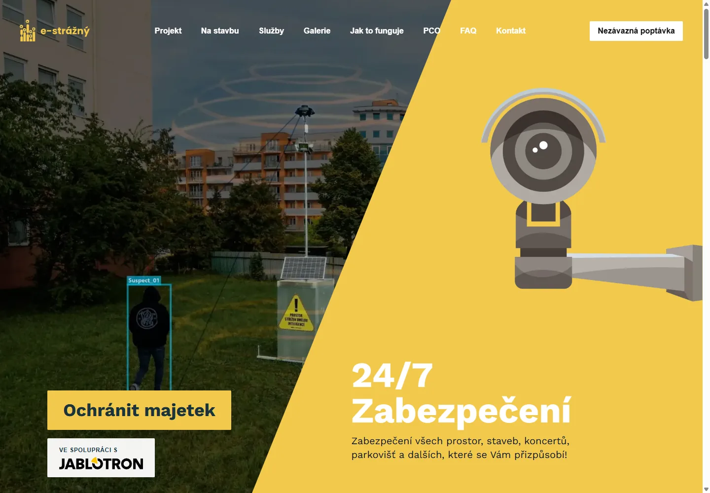 E-strazny mobile camera tower website shown on desktop